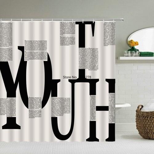 Modern Stripe Printed 3d Bath Curtains Waterproof Washable Bathroom Shower Curtain Black White Screen With Hooks Accessories