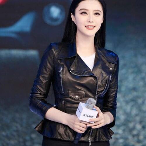 Fashion Free shipping,Brand black Genuine leather womens jackets.Asian plus size female 100% sheepskin street jacket,sales