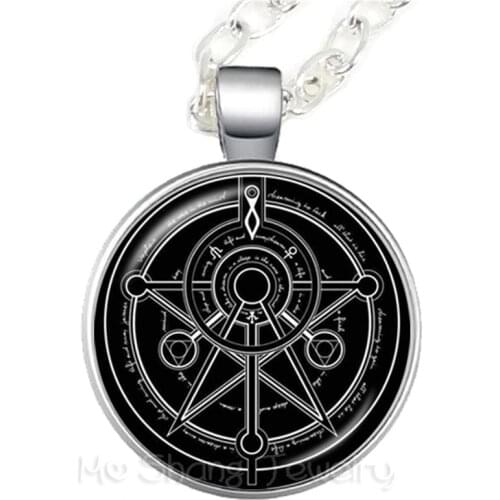 Supernatural Pentagram Glass Dome Necklace Gothic Satanism Evil Occult Pentacle Jewelry Pagan Charm Gift For Friend