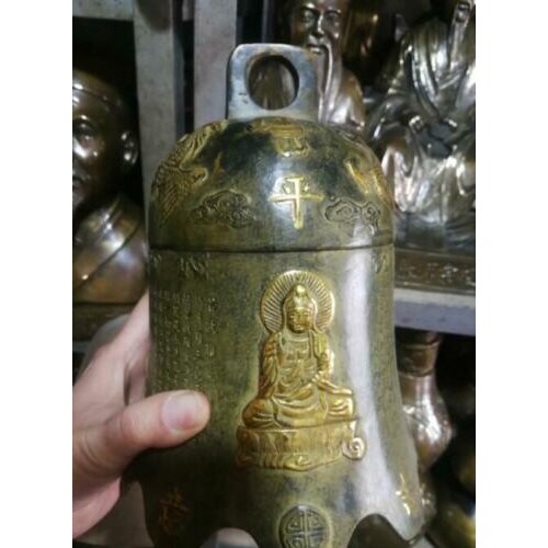 Tibet Bronze Buddhist Temple Fly Dragon Statue Kwan-Yin GuanYin Dynasty Bell