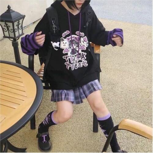 Oversized Hooded Sweatshirt Y2K Hoody Anime Hoodies Womens Sweatshirt Long Sleeve Kawaii Sweatshirts Jumper Pullover Blouse