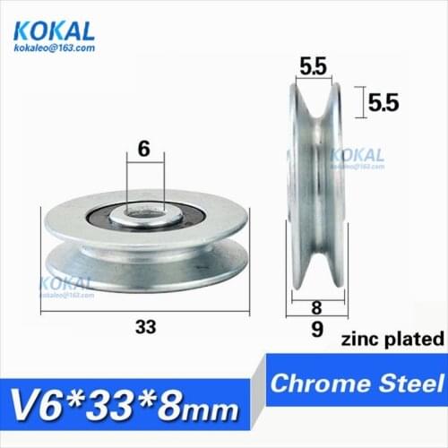 [V0633-8]Free shipping 10PCS guide wire track pulley V groove concave bearing pulley wheel 0633V 6*33*8mm steel groove bearing
