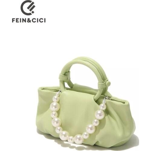 Women designer totes handbag design cloud pleated purse pouch with pearls shoulder bag 2021 summer new