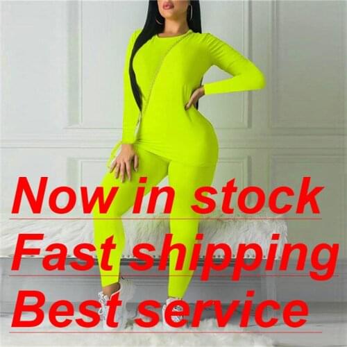Womens 2 Piece Outfit Workout Long Sleeve Pullover T-Shirt Tops Bodycon Pants Tracksuit Casual Sportswear
