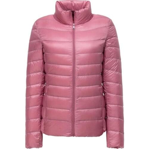 2021 Women Ultra Light 90% White Duck Down Jacket Short Coat Stand Collar Autumn Winter Female Casual Down Parka Plus Size