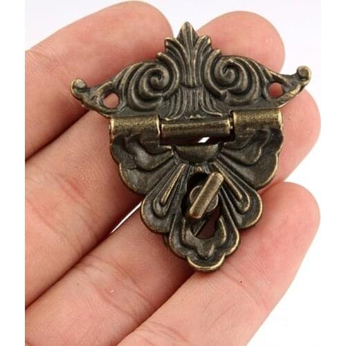 1pcs Antique catch lock Brass Wooden Case hasp Vintage Style Decorative Jewelry Gift Box Latch Furniture Buckle Clasp Lock