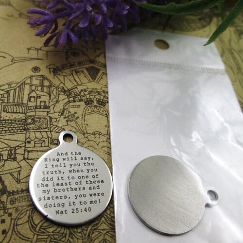 10pcs--"and the king will say, I tell you the truth..."stainless steel charms more style for choosing DIY Charms from Bible