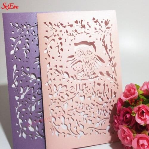 10pcs/lot Hollow Laser Cut Wedding Birthday Party Invitations Card Event Envelope & Seals Party Supplies 5Z-SH187