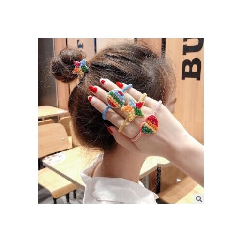 120pcs/lot DIY Multi Acrylic Pentagram Hair Band High Resilience Loving Heart Rubber Bands Hair Styling Tools Accessories HA871