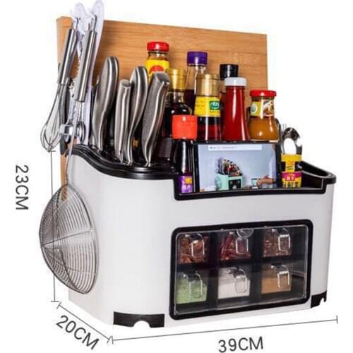 2021New Home 2 Layer Seasoning Box Kitchen Shelf Tool Storage Rack Multifunction Chopping Block Storage Holder Kitchen Organizer