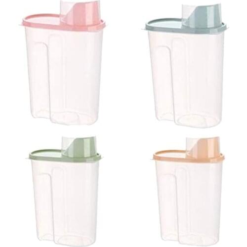 4 Pcs Rice Storage Containers Airtight Dry Food Storage Bin,Plastic Dispenser with Pourable Spout & Measuring Cup(2.5L)