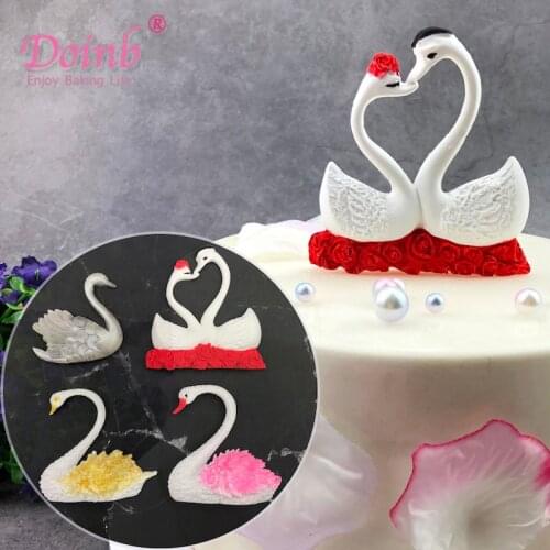 4Kinds 3D Wearing Crown Swan Fondant Cake Silicone Mold Chocolate Mold DIY Cake Baking Decoration Tool