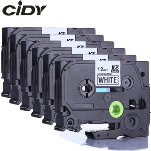 6PCS Compatible tze 231 tz231 tze231 12mm Black on white Tape tze-231 tz-231 for brother p-touch printer PT-P300BT tze-131