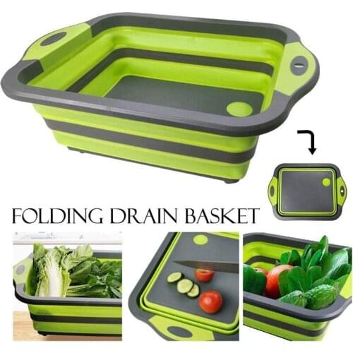 Promotion! 3 in 1 Multifunction Chopping Board Dish Tub with Draining Plug Portable Drain Basket for Camping, Picnic, BBQ, Kitch