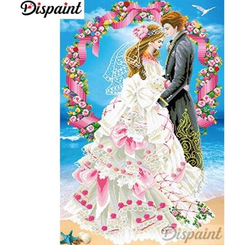 Dispaint 5D DIY Diamond Painting "Bride groom flower scenery" Full Drill Resin Diamond Embroidery Cross Stitch Home Decor A25676