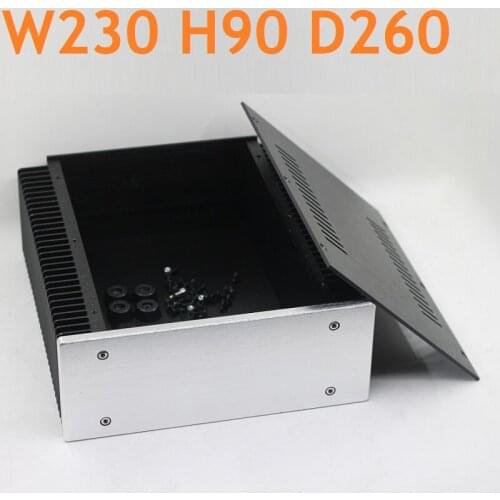 No Hole Heat Sink Power Amplifier Chassis DIY Preamp DAC Decoding Home Audio Case Brushed Class A Aluminum Shell W230 H90 D260