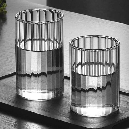 Handmade Striped Design Drinking Glasses Heat Resistant Glass Cups For Water Juice Beer Cocktail Beer Espresso Coffee Glass Mug