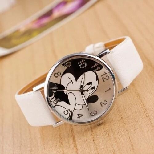 Kobiet Zegarka 2021New Famous Brand Mickey Cartoon Women Watch Fashion Leather Belt Quartz Womens Watches Girl Gift Reloj Mujer