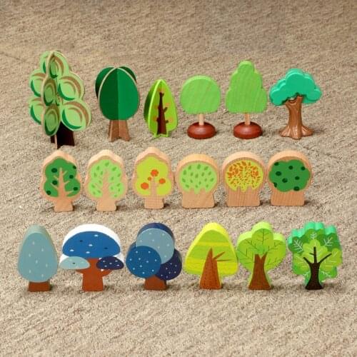 Wooden train track scene accessories tree forest tree spelling tree suitable for track train game children car toy