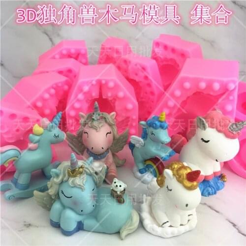 DIY Unicorn silicone mold baby birthday cake fondant decorating tool polymer clay resin mould environmentally friendly