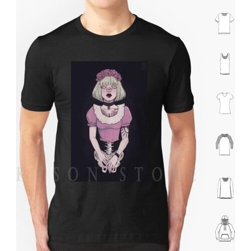 Lolita T Shirt Men Cotton Lolita Loli Anime Girls Goth Tattoos Kawaii Horror Skeleton Dark Flowers