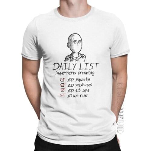 One Punch Man Daily List T-Shirts For Men Saitama OPM Oppai Anime Manga Male Tees 100% Cotton T Shirt Printed O-Neck Clothes