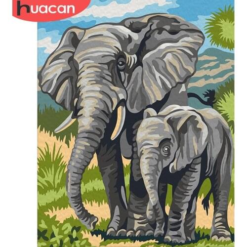 HUACAN Paint By Number Elephant Animal Kits For Adults Handpainted Coloring By Number On Canvas Home Decoration DIY Gift