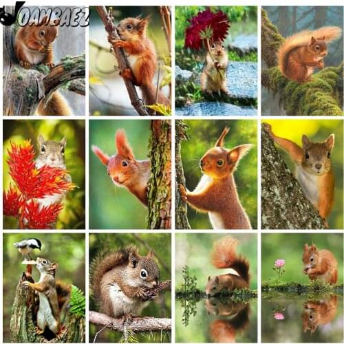 Lively Squirrel Diamond Painting 5D Diy Wall Art Cute Animal Embroidery Mosaic Room Home Decoration Accessories