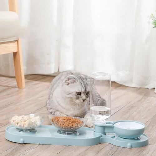 Feeding Food Cat Bowl Non-slip High Raised Kitten Drinking Water Feeder Protection Cervical Transparent Three Dogs Bowls