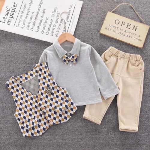 3Pcs Baby Boy Fashion Clothing Set Kid Tie Suits High Quality Autumn Spring Children Tracksuit Clothes Kids Sport Clothes Sets
