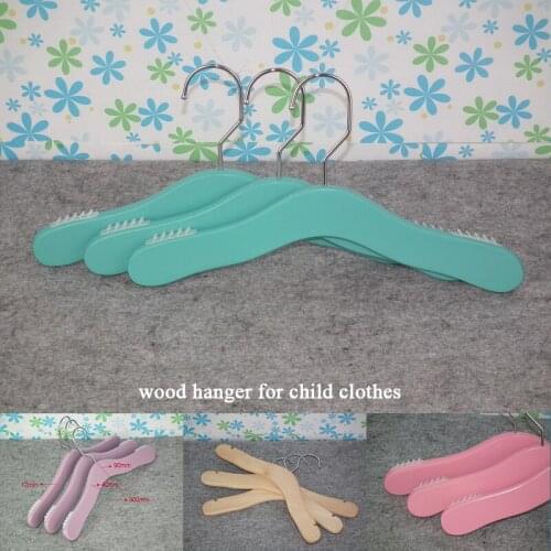 Colorful Fashion baby Garment wood hangers 20 pcs Household Wardrobe Storage wood clothes hanger for children clothing store