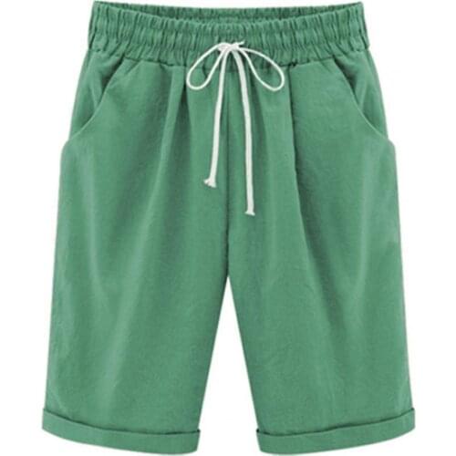 5 Colors Summer Ladies Leisure Casual Shorts Drawstring Pockets Solid Color Elastic Waist Minimalist Loose Shorts Жаночыя шорты