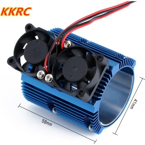 Metal Dual Fan 41-43mm Motor Radiator Heat Sink for 1/8 RC Car Monster Truck Traxxas SUMMIT E-REVO