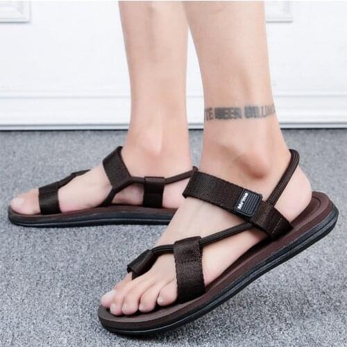 2021 Big Size 36-45 Sandals Men Shoes Gladiator Mens Sandals Fashion Men Shoes Summer Flip Flops Gray Black Flat Sandals