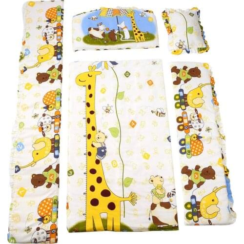 New Cute 100x58cm/110x60cm 5pcs/Set Promotion Cotton Baby Children Bedding Set Comfortable Crib Bumper Baby Organizer Cot Kit