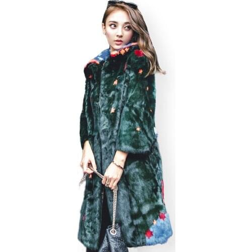 LVCHI 2019 Medium casual winter thick Genuine real Mink fur high quality polo collar Nine sleeve women Park with natural fur