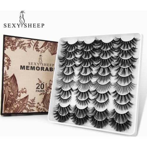 SEXYSHEEP Lashes 5/8/20 Pairs 3D Faux Mink Eyelashes Soft Wispy Volume Natural long Cross False Eyelashes Eyelashes Extension