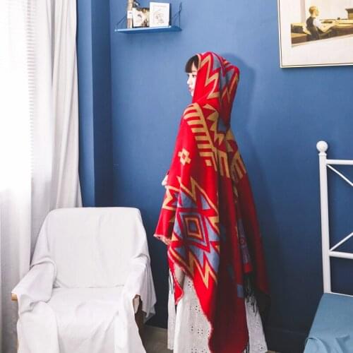 Video scene shooting qinghai Tibet travel national wind belt hat tassels shawl warm scarf