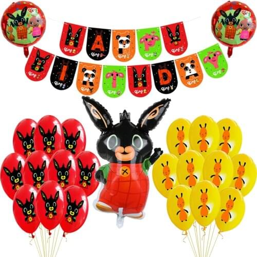 Rabbit Balloons Animal Foil Latex Balloon Cartoon Red Black Jungle Pet Ballons Flag Banner Happy Birthday Party Decoration Toys