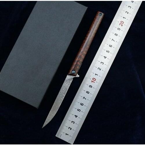 Custom Snake Grain Wooden Handle VG10 Damascus Steel Folding Knife Outdoor Camping Survival Kitchen Knife Fruit Knife EDC Tool