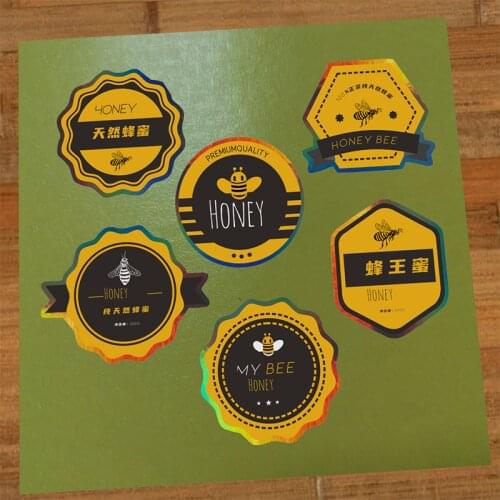 Bee sticker label printing custom for packing bottle