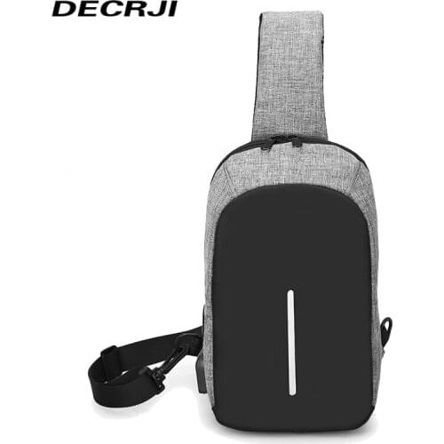 DECRJI Oxford Men Bag USB Charging Single Shoulder Crossbody Bags For Men Small Bolso Hombre Zipper Casual Messenger Bag Male