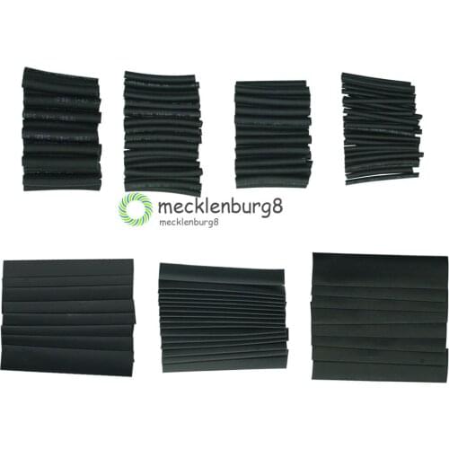 127Pcs Black Glue Weatherproof Heat Shrink Sleeving Tubing Tube Assortment Kit Electrical Connection Electrical Wire Wrap Cable