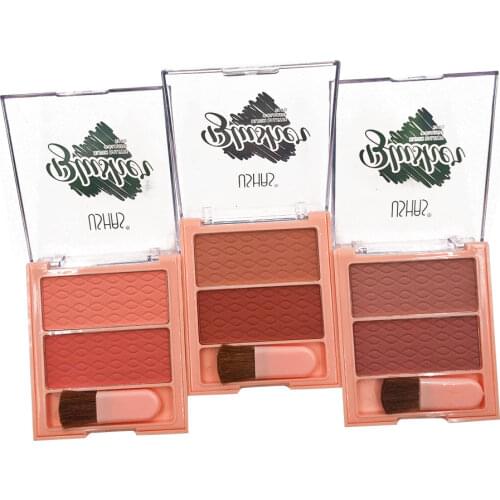 USHAS brand 2 color blush big palette for face makeup long-lasting easy to wear mineral blusher with brush cosmetics ES3717
