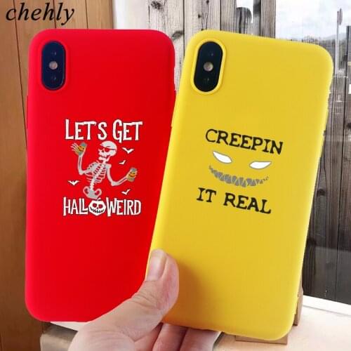 Funny Halloween Phone Case for iPhone X XR XS Max 8 7 6 S Plus pumpkin Cases Soft Silicone Fitted Cell Phone Accessories Covers