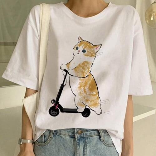 Women Summer T-Shirt Casual Short Sleeve Kawaii Cat Print Anime Tshirt Japanese Tops Tee Shirt Tee Shirt Female