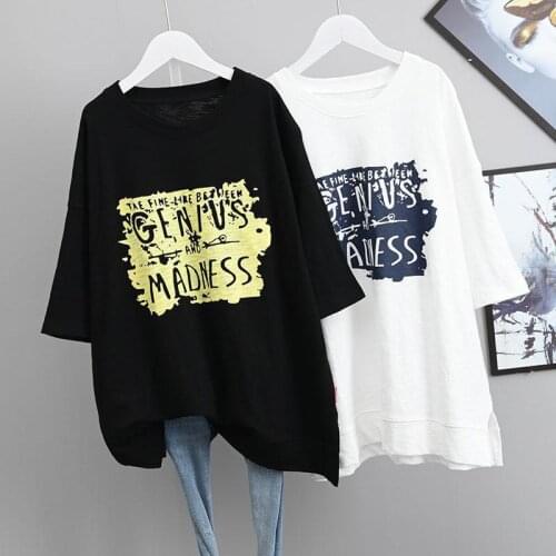 Oversized Women Clothing Artistic Letter Printed Half Sleeve T-shirt Women Summer Loose Cotton Short-Sleeved Shirt T