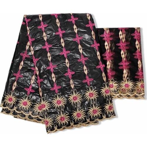 Black Bazin Riche Brode Lace Fabrics With Flower Embroidered Beaded Basin Lace Guinea Senegal Women Daily Prom Dress Bazin Lace