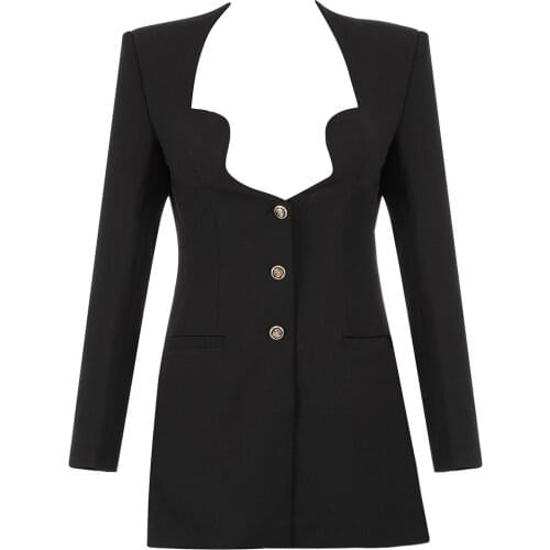 Elegant Women Dress Blazer New Sexy Long Sleeve Black V Neck Mini Dress Party Club Celebrity Autumn Winter Ladies Clothing