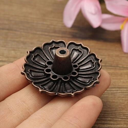 1 Pc 9-Hole Alloy Incense Holder Mini Lotus Flower Incense Sticks Burner Cones Censer Stick Home Decoration Accessories Censer